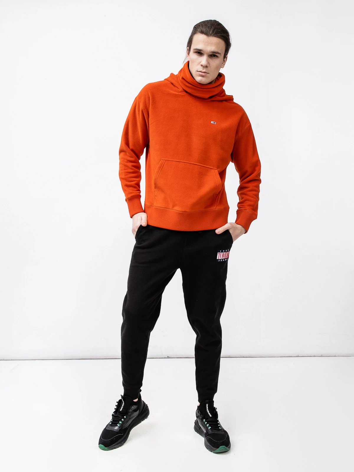 Hanorac cu gluga si guler Barbati, Tommy Jeans, Portocaliu Spice, M INTL [3]