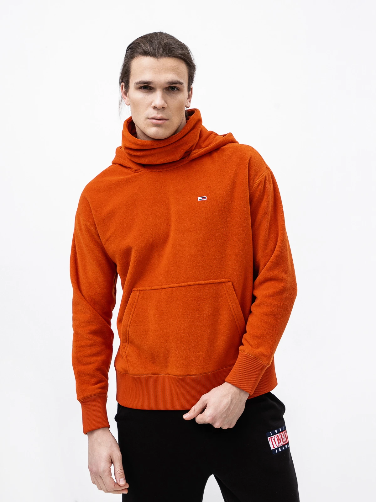 Hanorac cu gluga si guler Barbati, Tommy Jeans, Portocaliu Spice, M INTL [1]