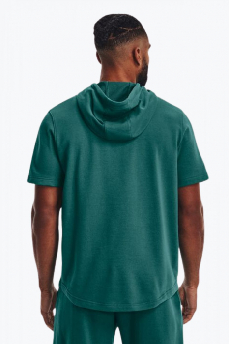 Hanorac cu maneca scurta barbati, Under Armour, Din amestec de bumbac cu logo, Turcoaz [2]