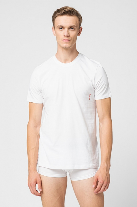 HUGO, Set de tricouri de casa cu decolteu la baza gatului - 2 piese, Alb, Bleumarin, S [2]