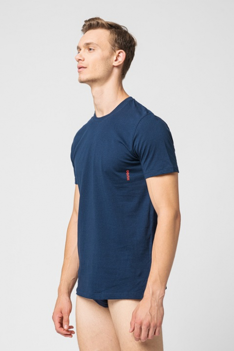 HUGO, Set de tricouri de casa cu decolteu la baza gatului - 2 piese, Alb, Bleumarin, S [6]