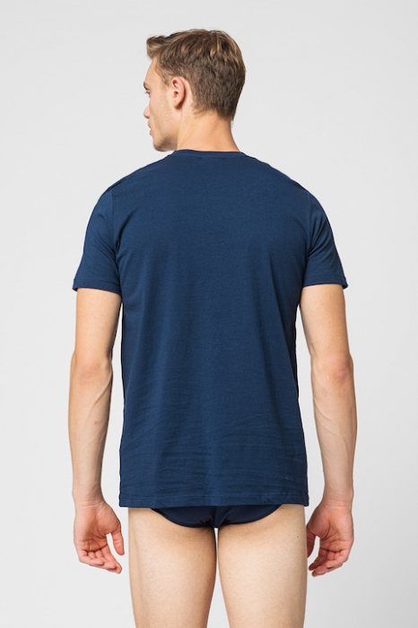 HUGO, Set de tricouri de casa cu decolteu la baza gatului - 2 piese, Alb, Bleumarin, S [7]