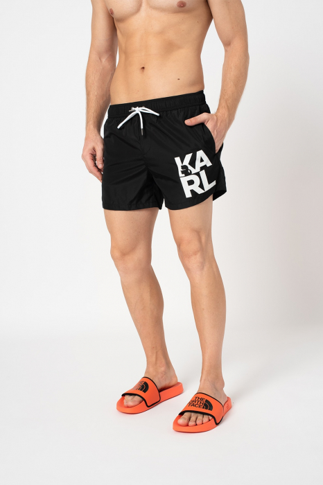 Karl Lagerfeld, Pantaloni scurti de baie, Imprimeu cu logo supradimensionat [5]