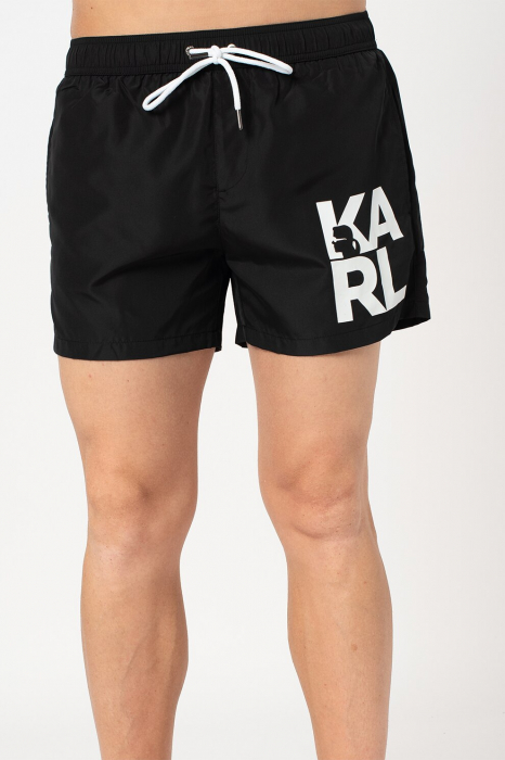 Karl Lagerfeld, Pantaloni scurti de baie, Imprimeu cu logo supradimensionat [1]