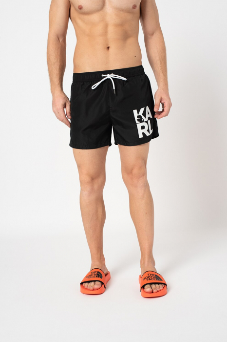 Karl Lagerfeld, Pantaloni scurti de baie, Imprimeu cu logo supradimensionat [3]