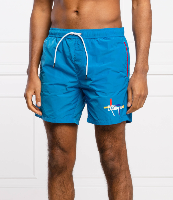 Pantaloni scurti de inot cu talie elastica, Karl Lagerfeld, Albastru [2]