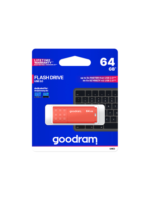 Memorie USB, Goodram, 64GB, USB 3.0, Stick, Portocaliu [5]