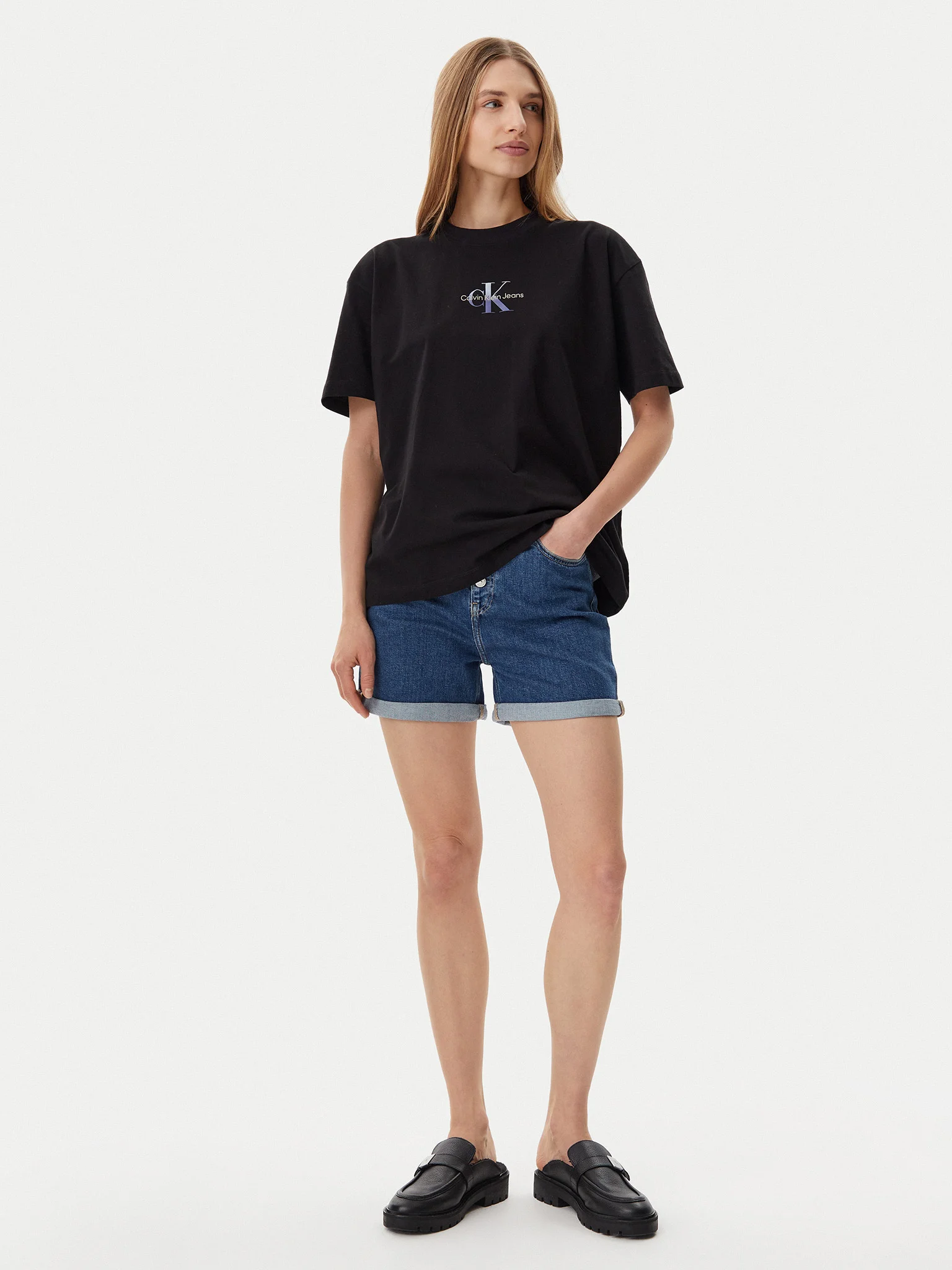 Pantaloni scurți dama, Calvin Klein Jeans, Albastru [3]
