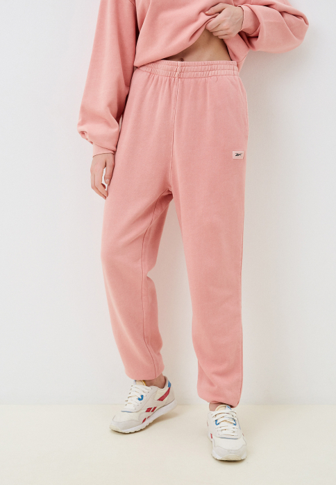 Pantaloni trening dama, Reebok, Roz Pudrat, CL RBK ND, Talie Înaltă [2]