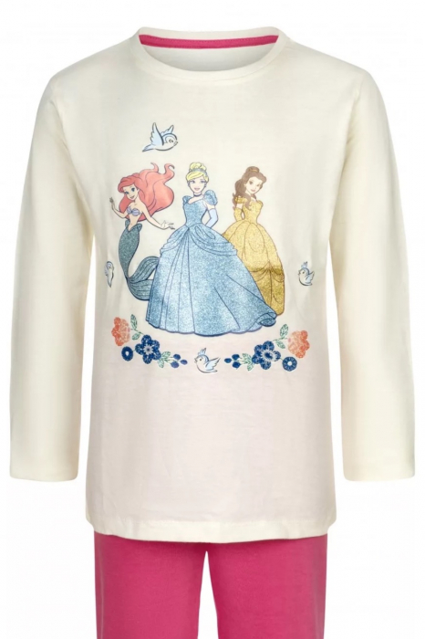 Pijamale lungi pentru copii, Disney Princess, Bumbac, Cu licență, 2 Piese [2]