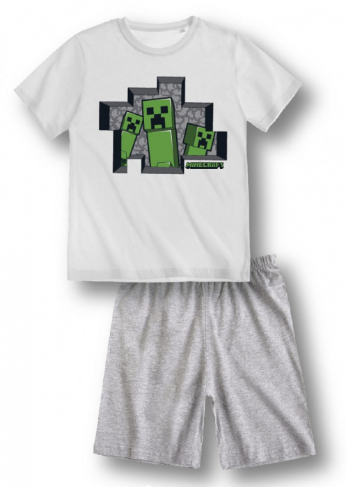Pijamale scurte copii, Minecraft, Bumbac, 6-12 ani [4]