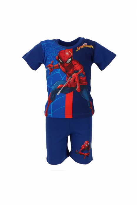 Pijamale scurte copii, Spiderman, Cu licență, Bumbac, Albastru inchis/Albastru deschis [4]