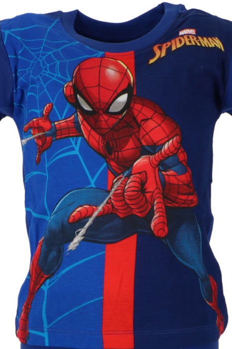 Pijamale scurte copii, Spiderman, Cu licență, Bumbac, Albastru inchis/Albastru deschis [2]
