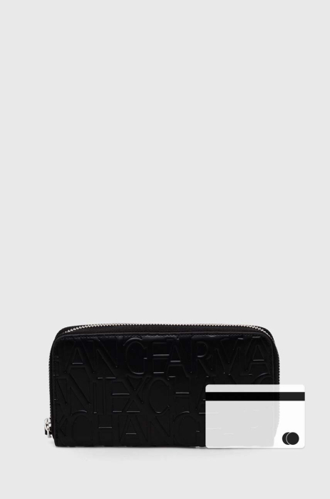Portofel Dama, Armani Exchange, Negru, Logo in relief [7]