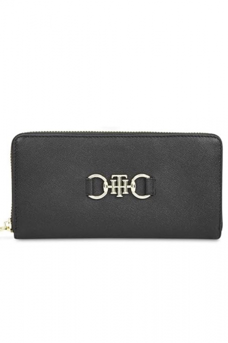 Portofel dama, Tommy Hilfiger, Inchidere cu fermoar, Piele ecologica, 19x10x2 cm, Negru [3]