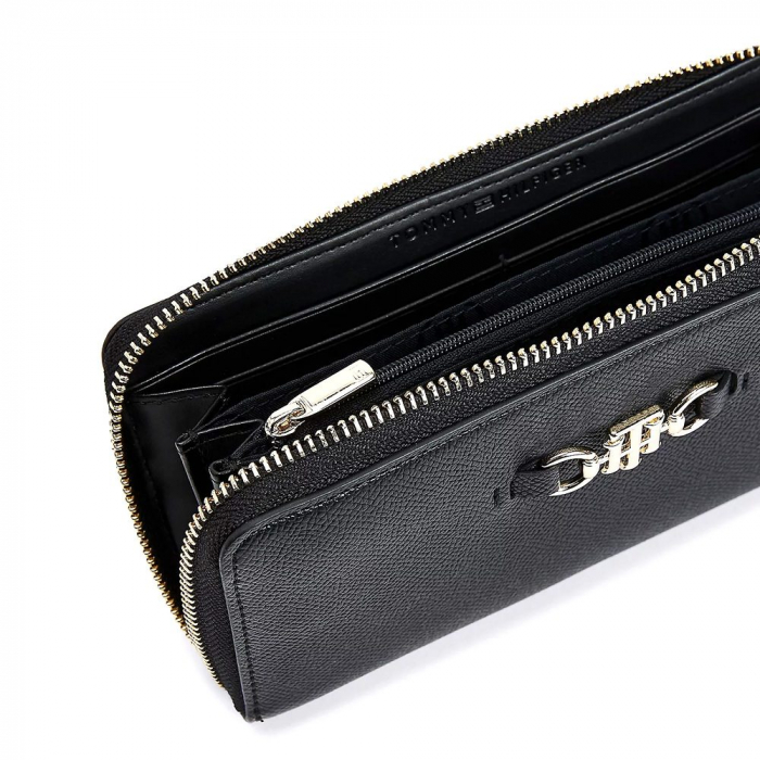 Portofel dama, Tommy Hilfiger, Inchidere cu fermoar, Piele ecologica, 19x10x2 cm, Negru [5]