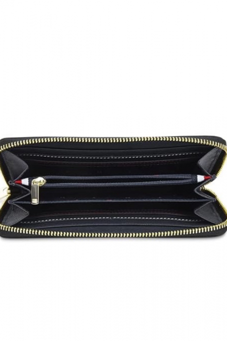 Portofel dama, Tommy Hilfiger, Inchidere cu fermoar, Piele ecologica, 19x10x2 cm, Negru [4]