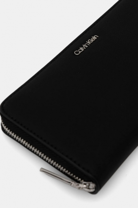Portofelul Dama, Calvin Klein, Blocare RFID, Negru, Logo Metalic, 20x11x3 cm [2]
