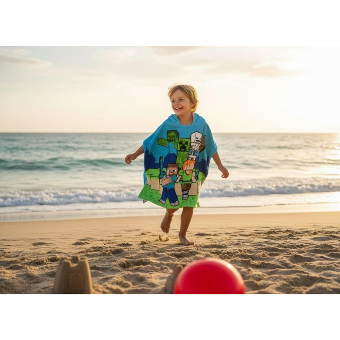 Prosop poncho copii, Minecraft, Bumbac, Multicolor [4]