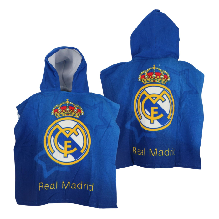 Prosop poncho copii, Real Madrid, Albastru, Microfibra, 55x110 cm [3]