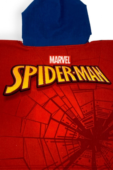 Prosop tip poncho copii, Spiderman, Multicolor,  Microfibra, 110 x 55 cm [4]