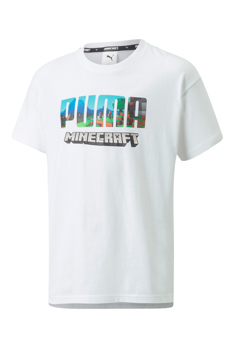 Puma, Tricou copii, Minecraft, Relaxed fit cu imprimeu, Alb, 110 CM, 5-6 ani [5]