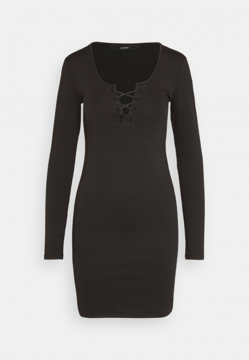 Rochie Dama, Vero Moda, Cu maneci lungi si cambrata, Negru [1]