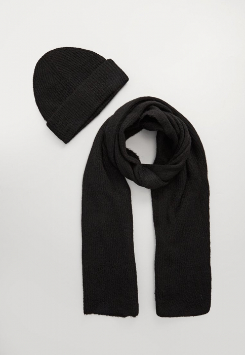 Set caciula si eșarfă dama, Vero Moda, Negru, Mărime Universala [1]