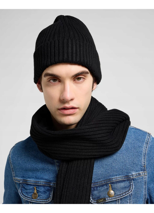 Set caciula si fular bărbați, Lee, Negru, X-Mas Pack [3]