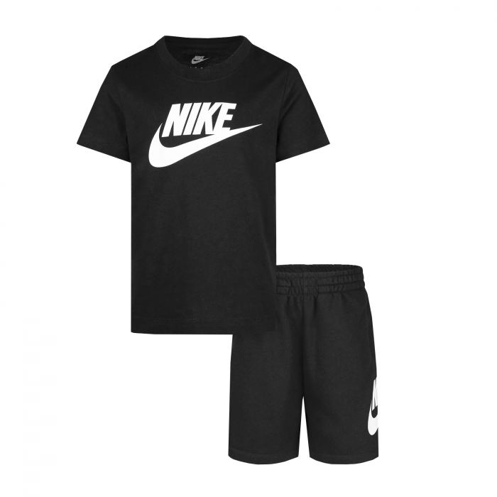 Set tricou si pantaloni scurți, Nike, 2 piese, Negru, Bumbac [1]