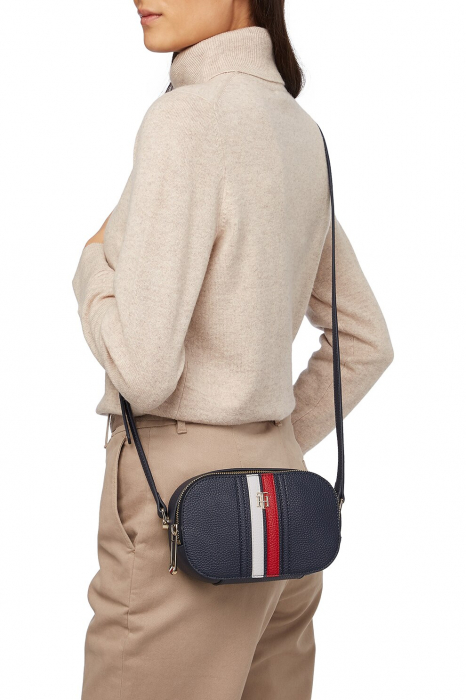 Tommy Hilfiger, Geanta crossbody din piele ecologica, Element, Albastru inchis [4]
