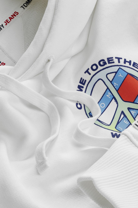 Tommy Jeans, Hanorac Bărbați, Din bumbac organic, Cu imprimeu pe partea din spate, Alb [8]