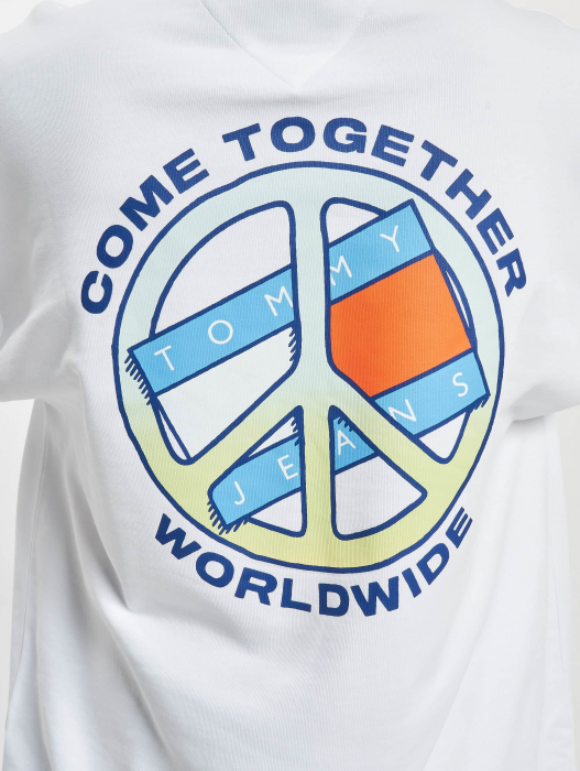 Tommy Jeans, Hanorac Bărbați, Din bumbac organic, Cu imprimeu pe partea din spate, Alb [5]