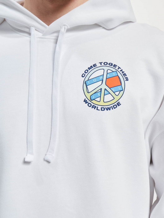 Tommy Jeans, Hanorac Bărbați, Din bumbac organic, Cu imprimeu pe partea din spate, Alb [7]