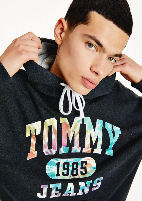 Tommy Jeans, Hanorac Bărbați, Din bumbac organic cu imprimeu, Negru, M [3]