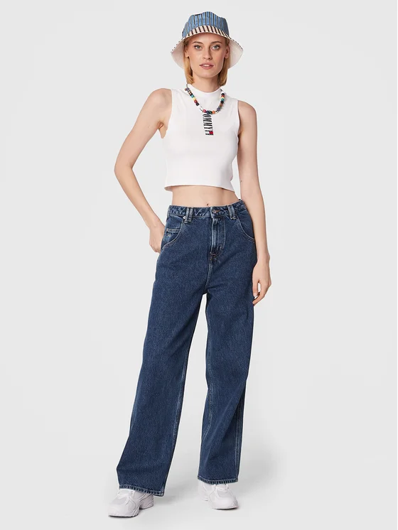 Top Dama, Tommy Jeans, Alb optic, Bumbac organic [4]