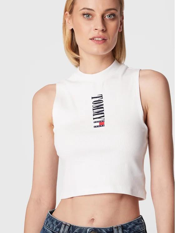 Top Dama, Tommy Jeans, Alb optic, Bumbac organic [3]