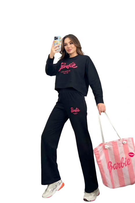 Trening Dama, Barbie, Negru, Set 2 piese, Bumbac, Print [3]