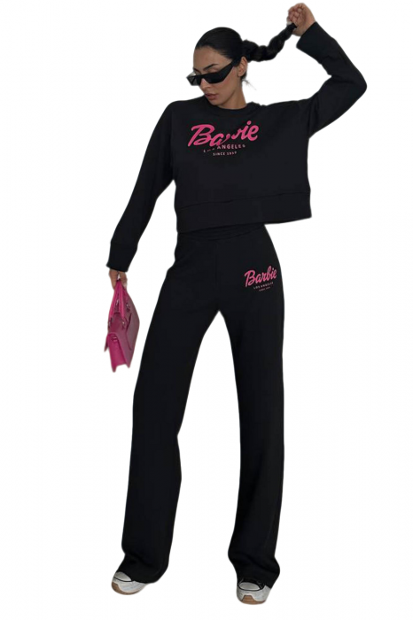 Trening Dama, Barbie, Negru, Set 2 piese, Bumbac, Print [1]