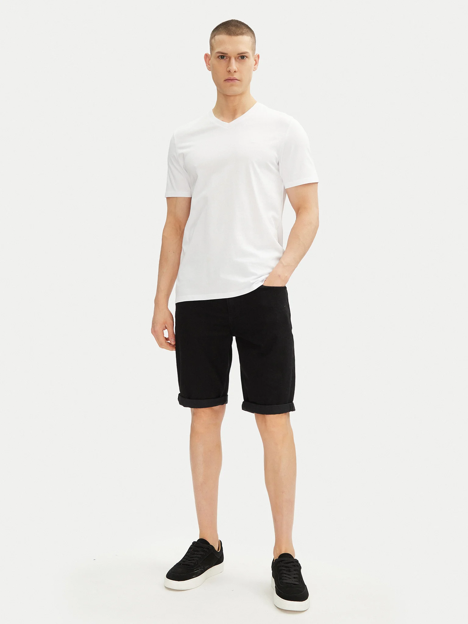 Tricou Bărbați, Calvin Klein, Guler in V, Bumbac, Mini Logo [3]