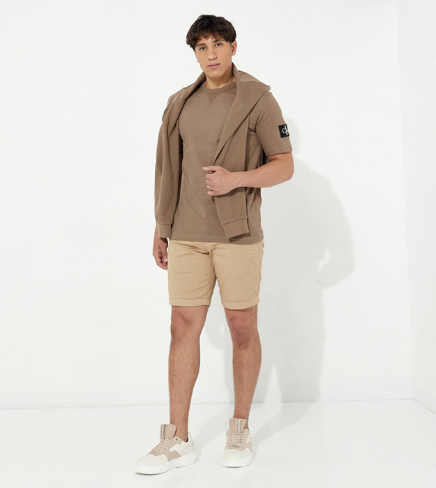 Tricou Barbati, CALVIN KLEIN JEANS, 100% Bumbac organic, Bej [4]