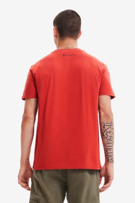 Tricou Bărbați, Desigual, Roșu, Bumbac, Print [3]
