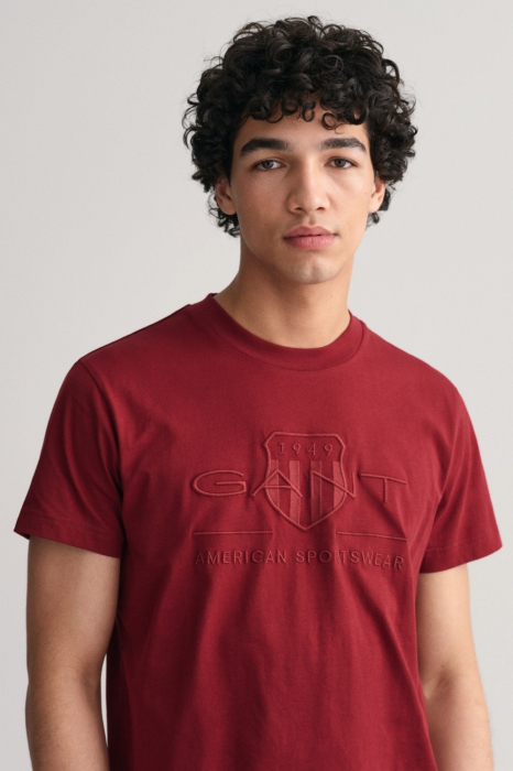 Tricou Barbati, Gant, Rosu de Burgundia, Logo Brodat [4]