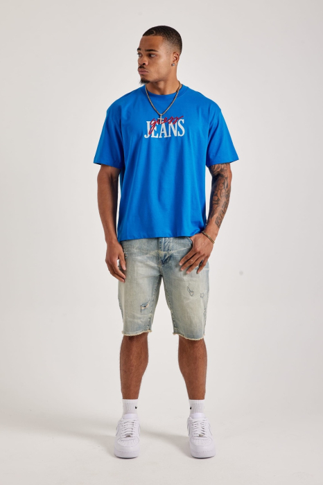 Tricou Barbati, Guess, Albastru, Bumbac, Logo Brodat, Oversize Fit [3]