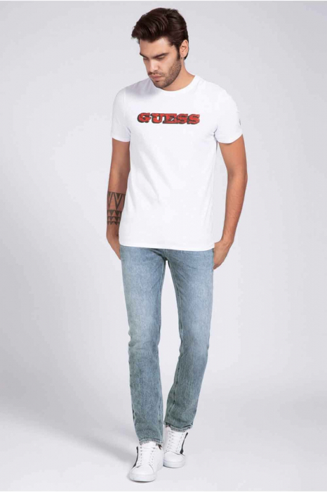 Tricou Barbati, Guess Jeans, Logo, Alb [4]