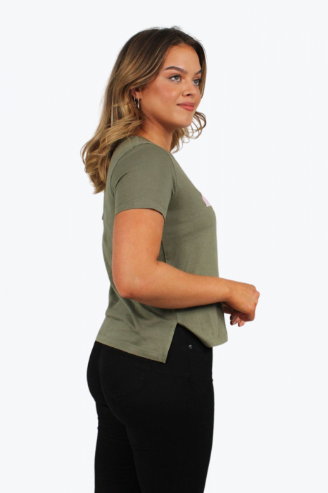 Tricou Dama, Guess, Chenar cu logo, Verde, Bumbac [2]