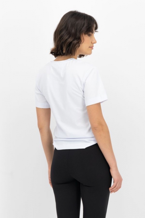 Tricou Dama, Kings & Clowns, Cu decolteu la baza gatului, Alb, Bumbac, L [4]