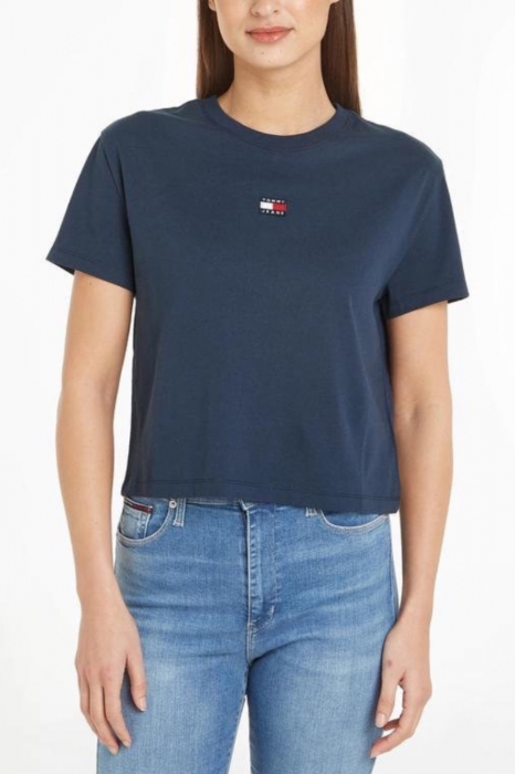 Tricou Dama, Tommy Hilfiger, Cu detaliu brodat cu logo, Decolteu la baza gatului, Bumbac [2]