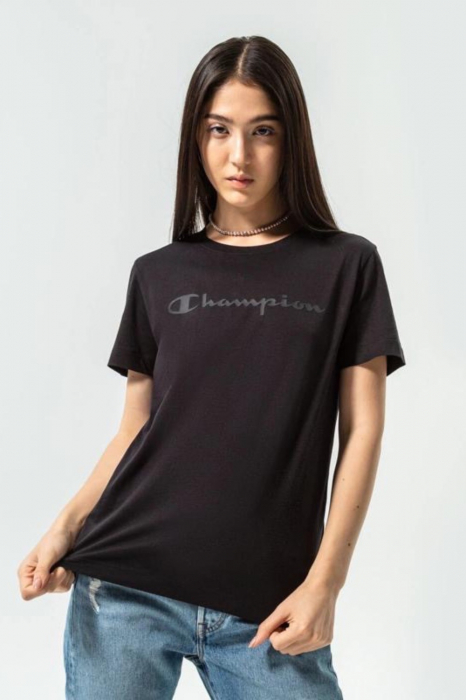 Tricou Dama, Champion, Bumbac, Logo, Negru [1]