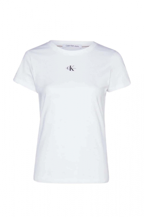 Tricou Dama, Calvin Klein Jeans, Slim Fit, Bumbac organic, Alb, L [5]